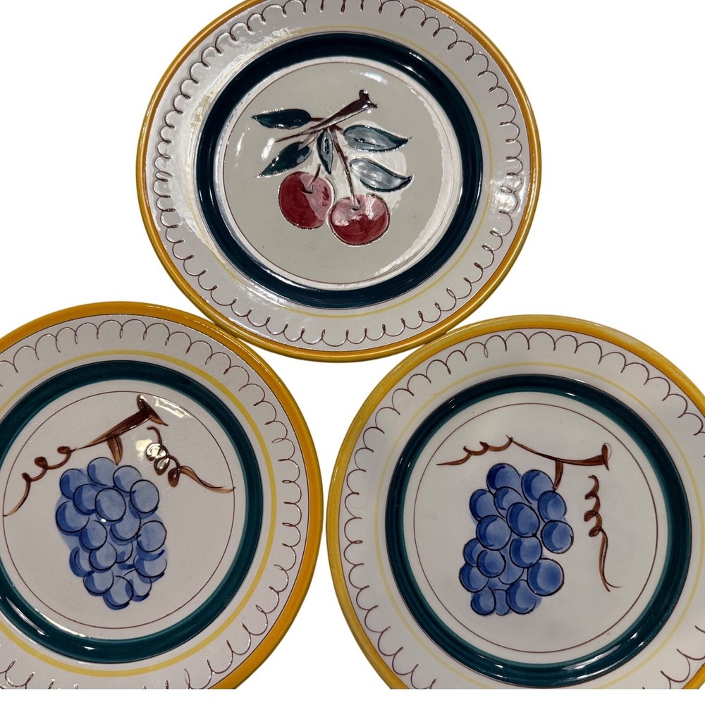 Vintage Stangl Pottery Garden Flower Fruit Salad Plates 8" Set of 3 MCM